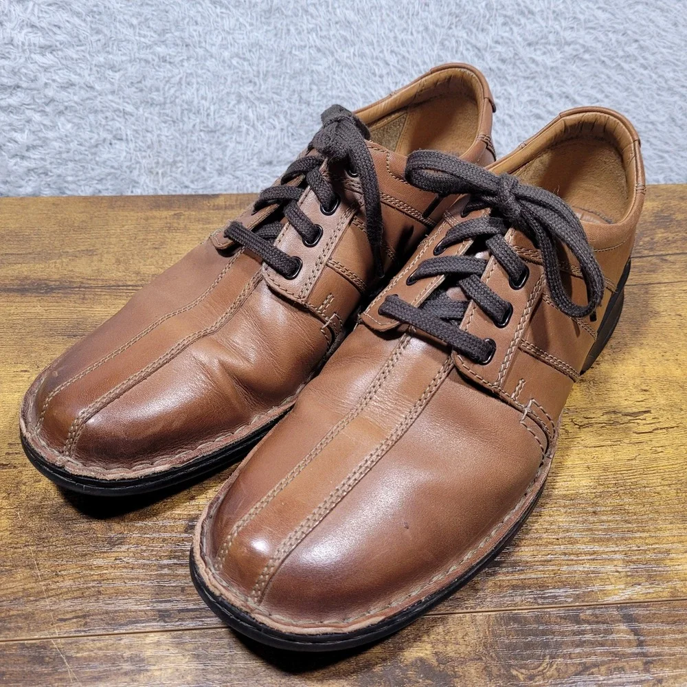 Clarks Mens Brown Leather Lace‎ Up Oxford Casual Comfort Shoes Size 10 M